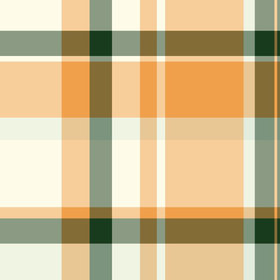 Stylish autumnal plaid pattern in warm orange, cream, and muted green tones. Perfect for textile design, fallthemed projects, or website backgrounds. Creates a cozy and sophisticated aesthetic. vector