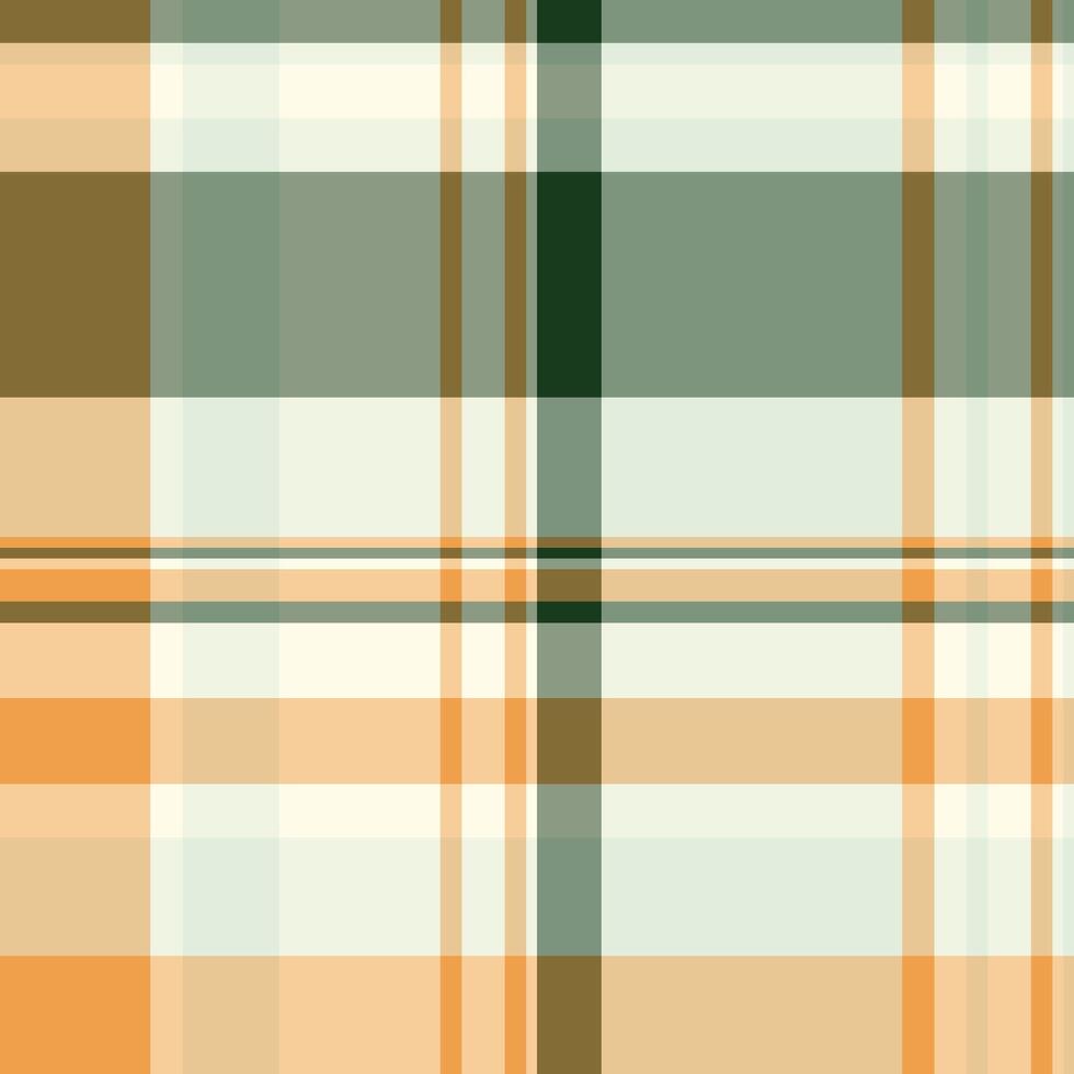 Elegant plaid pattern in muted orange, green, and cream tones. Perfect for textile design, website backgrounds, or crafting projects. vector