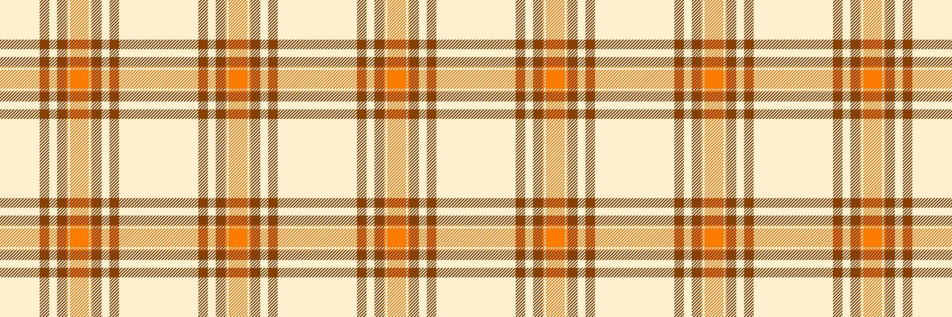 Surface background check texture, repetitive fabric textile pattern. Silky plaid seamless tartan in blanched almond and orange colors. vector
