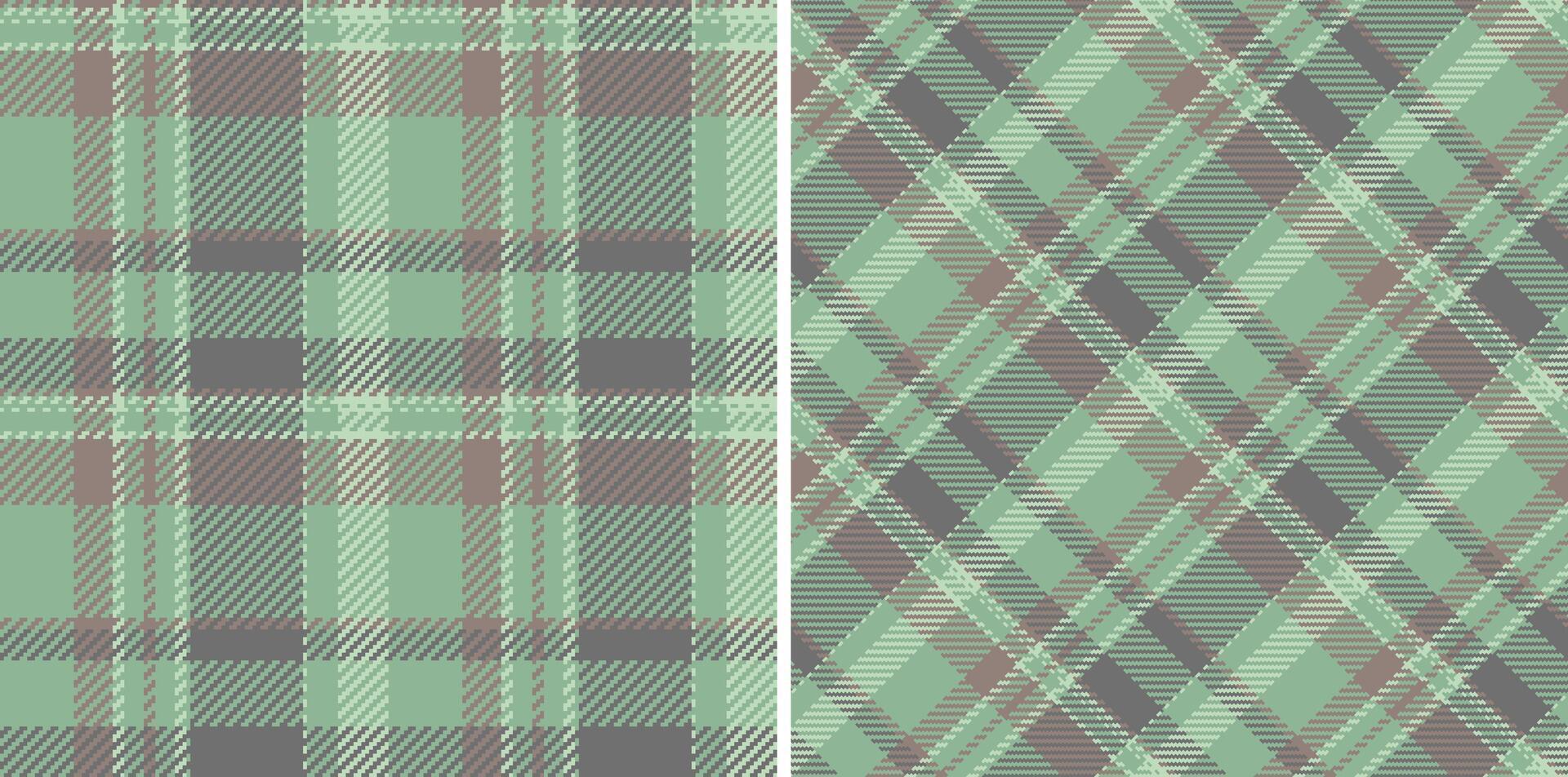Stylish green and gray plaid patterns. Perfect for textile design, apparel, website backgrounds, or crafting projects. Versatile and modern, these seamless textures offer a sophisticated aesthetic. vector