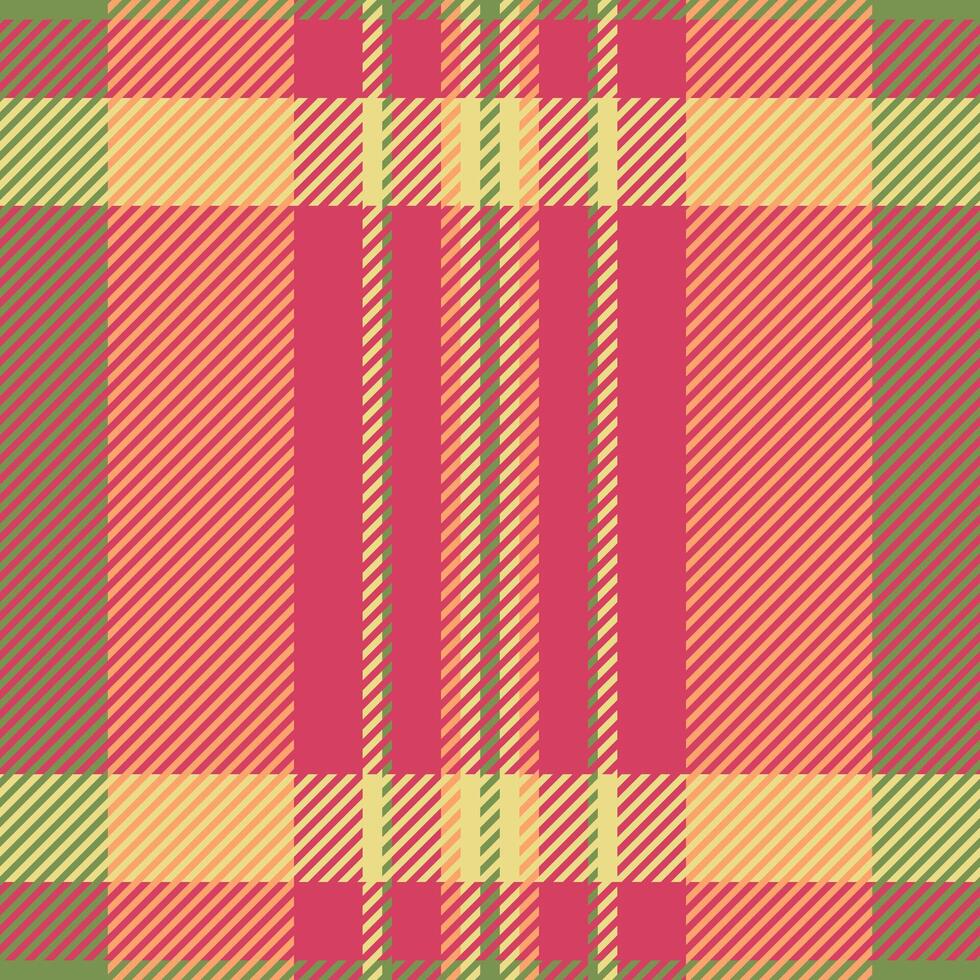 Tablecloth check tartan , lumberjack seamless texture pattern. Bed plaid textile background fabric in red and orange colors. vector