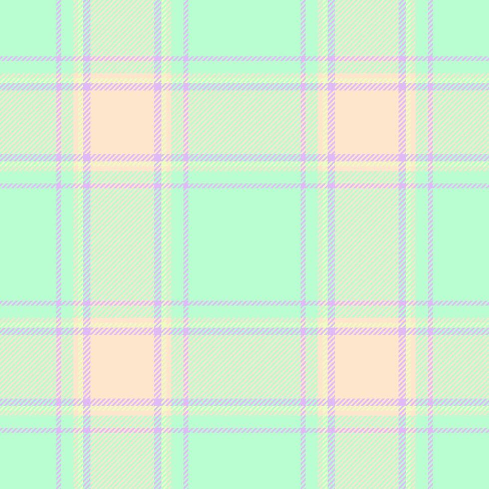 Worn tartan plaid fabric, french seamless check background. Tile pattern textile texture in light and blanched almond colors. vector