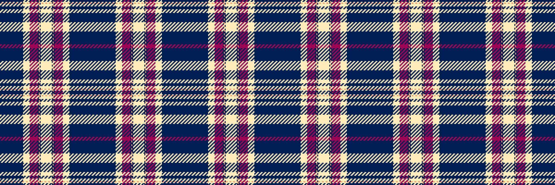 List plaid texture pattern, color background seamless textile. Wide check fabric tartan in blue and light colors. vector