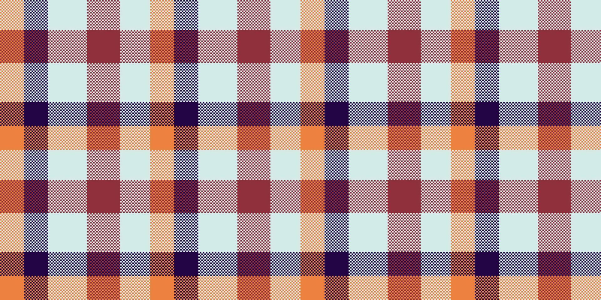 Vibrant autumnal plaid pattern in orange, maroon, and purple hues on a pale blue background. Ideal for textile design, website backgrounds, or seasonal branding. vector