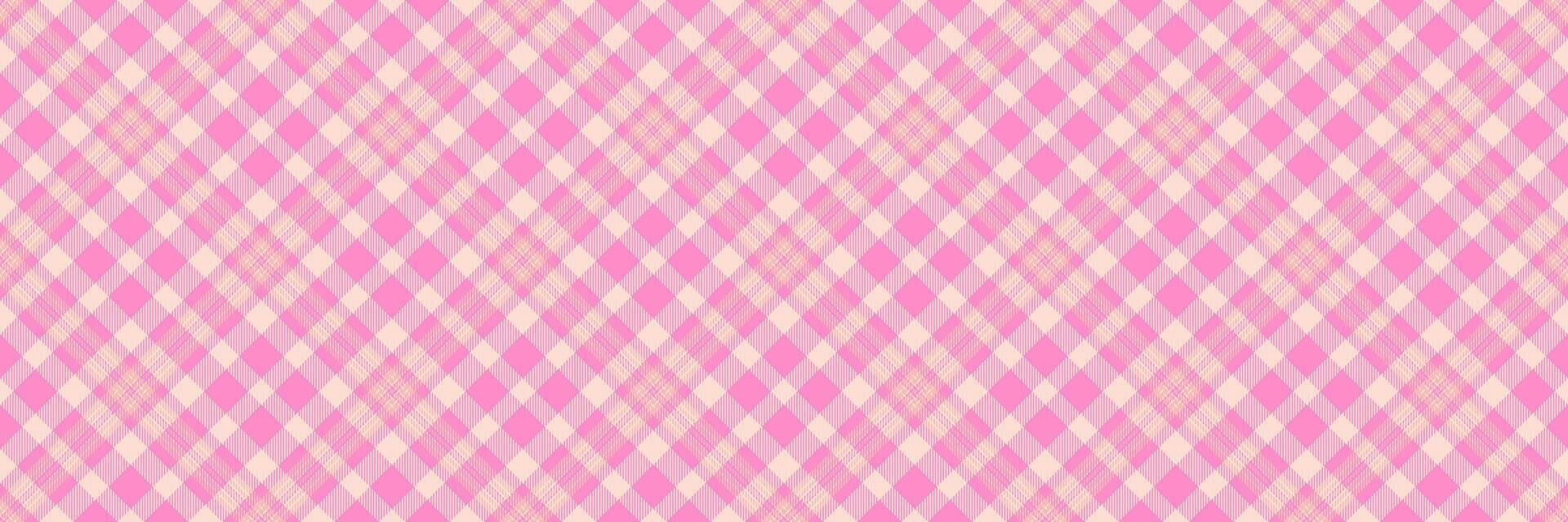 Ornamental seamless tartan plaid, deluxe pattern fabric. Newborn background check textile texture in light and pink colors. vector