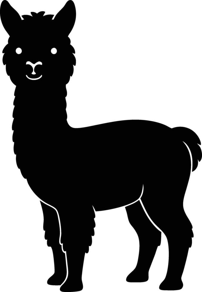 A silhouette illustration of cute baby Alpaca vector