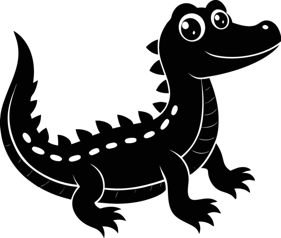 Illustration A cute baby Crocodile silhouette vector