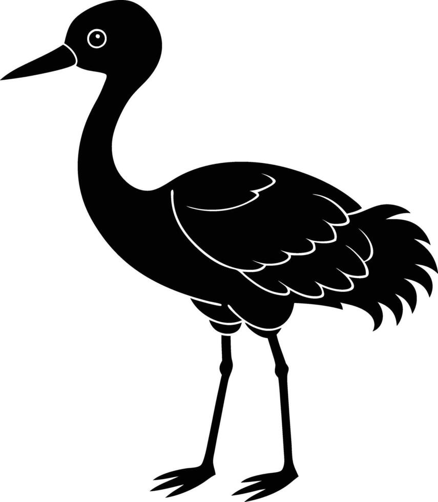 Silhouette illustration of A cute baby Crane vector
