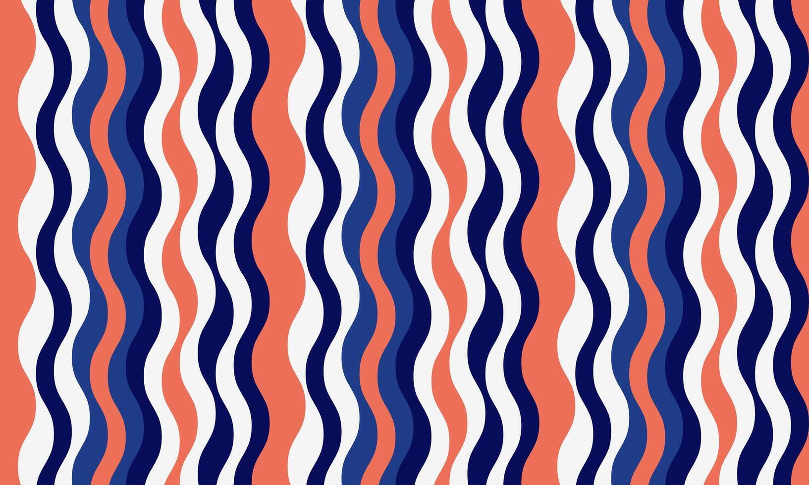 Vibrant wavy stripes in coral, navy, and white create a dynamic, modern pattern perfect for textiles, websites, or branding. vector