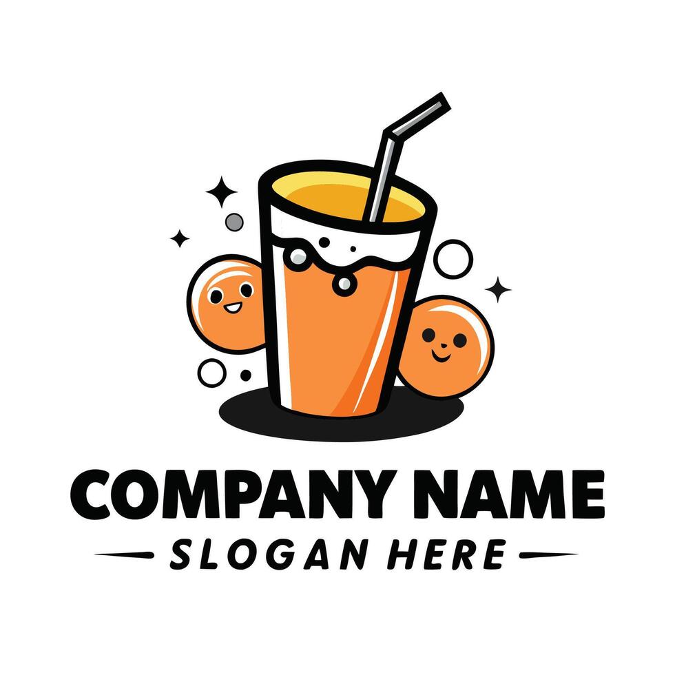 orange juice drink logo design template vector