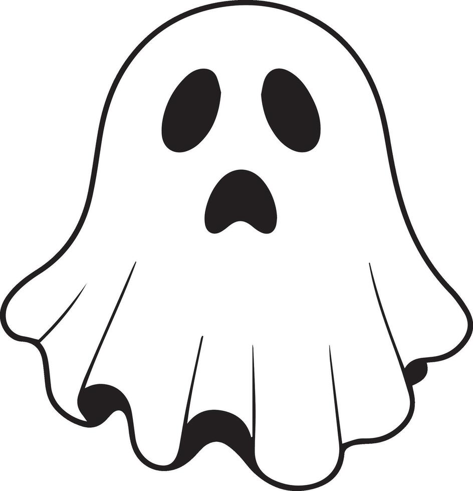 Spooky Ghost Cartoon Outline Illustration vector