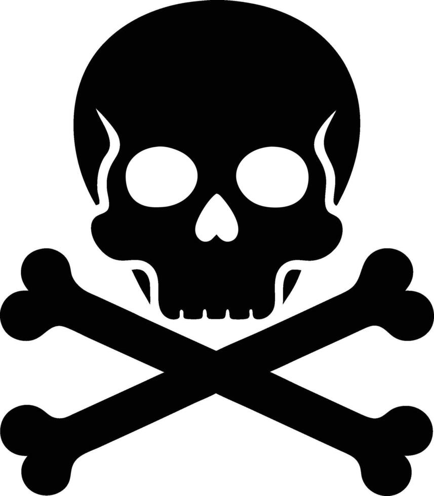 Skull on cross bone silhouette illustration vector