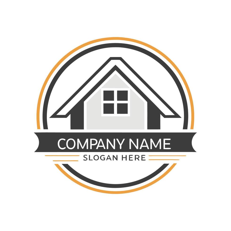 a house logo with a roof and a window vector