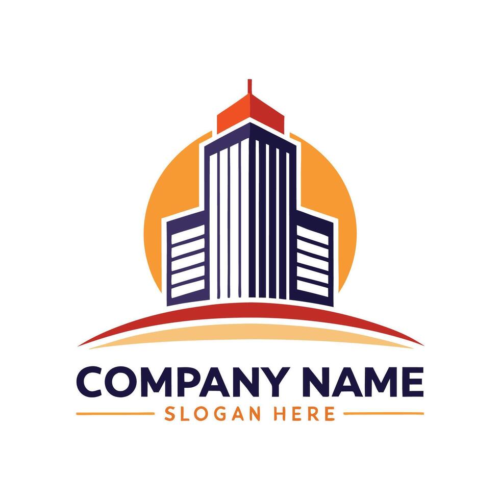 modern building logo template white background vector