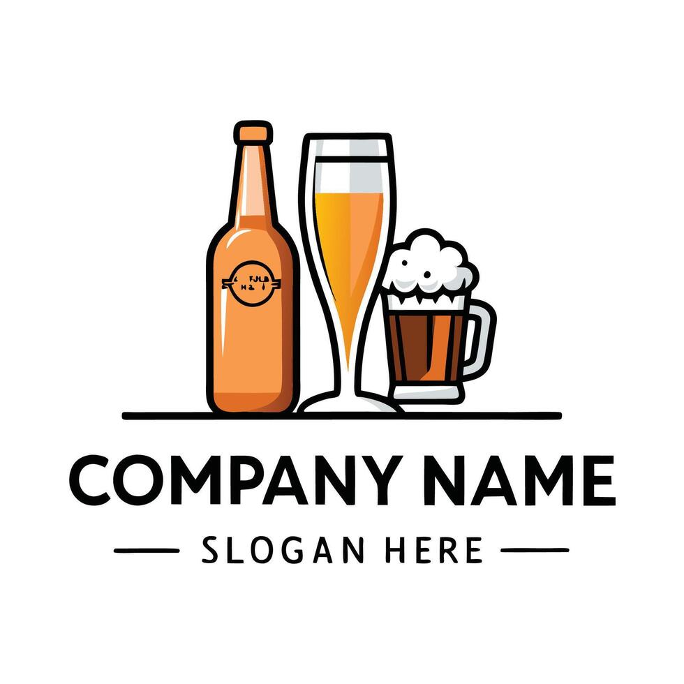 beer logo design template on a white background vector