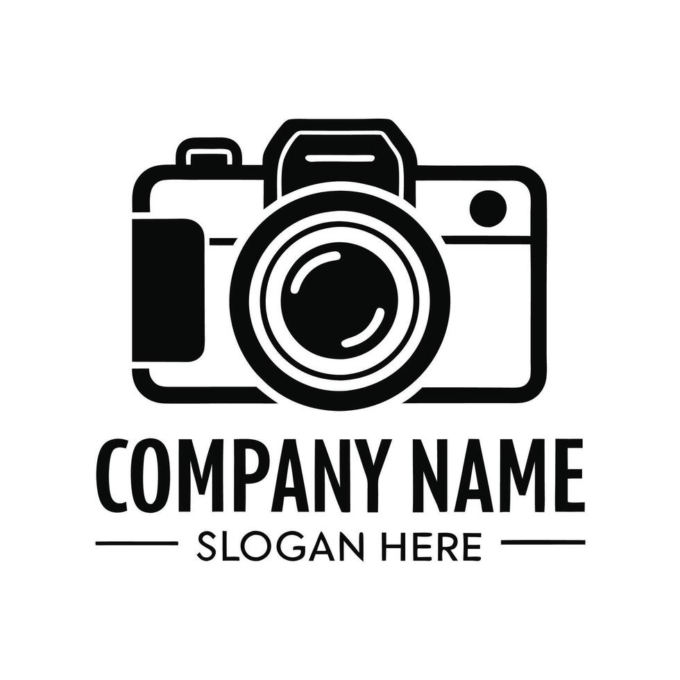 a camera logo design for a photography business on a white background vector