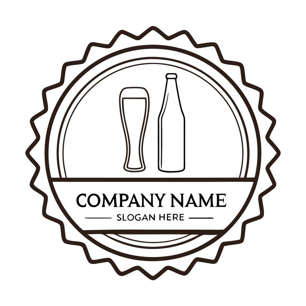 beer logo design template, beer bottle and glass illustration vector