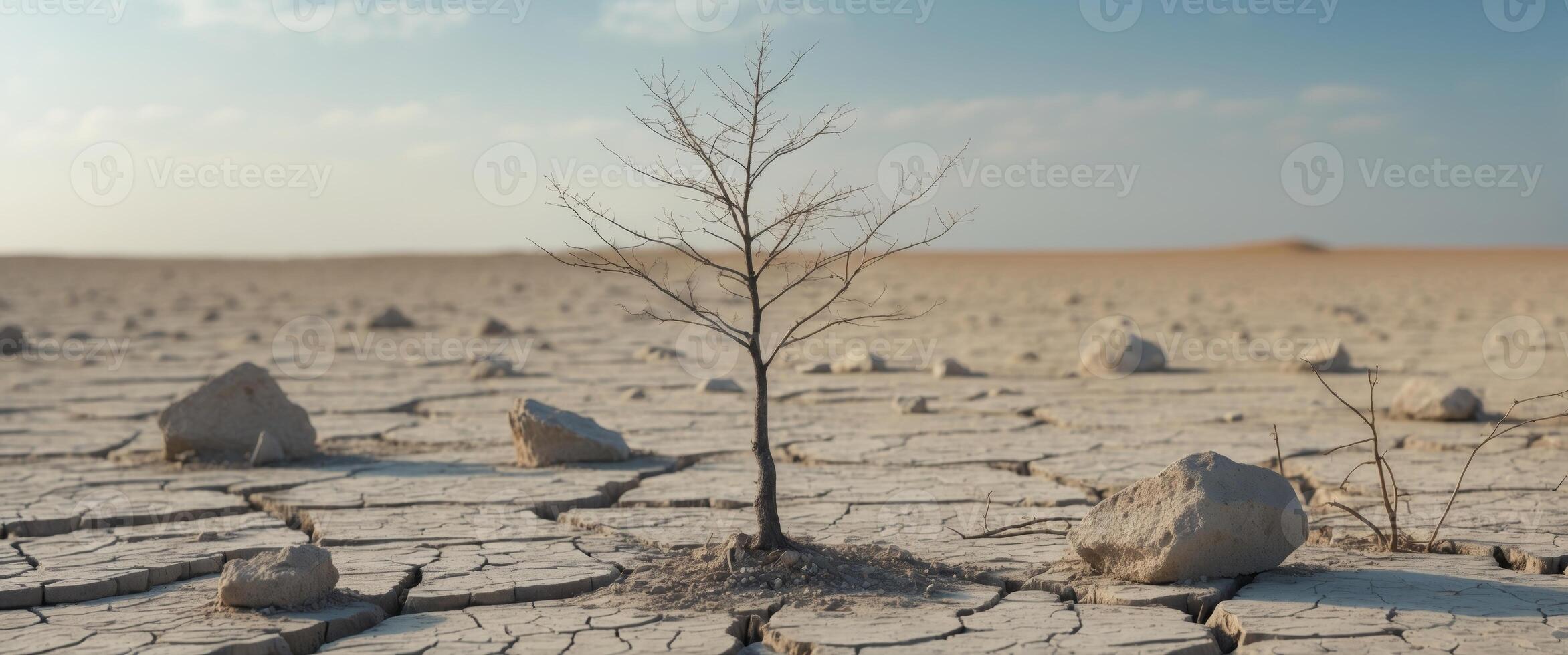Growing Sapling in Dry Landscape Visualization photo