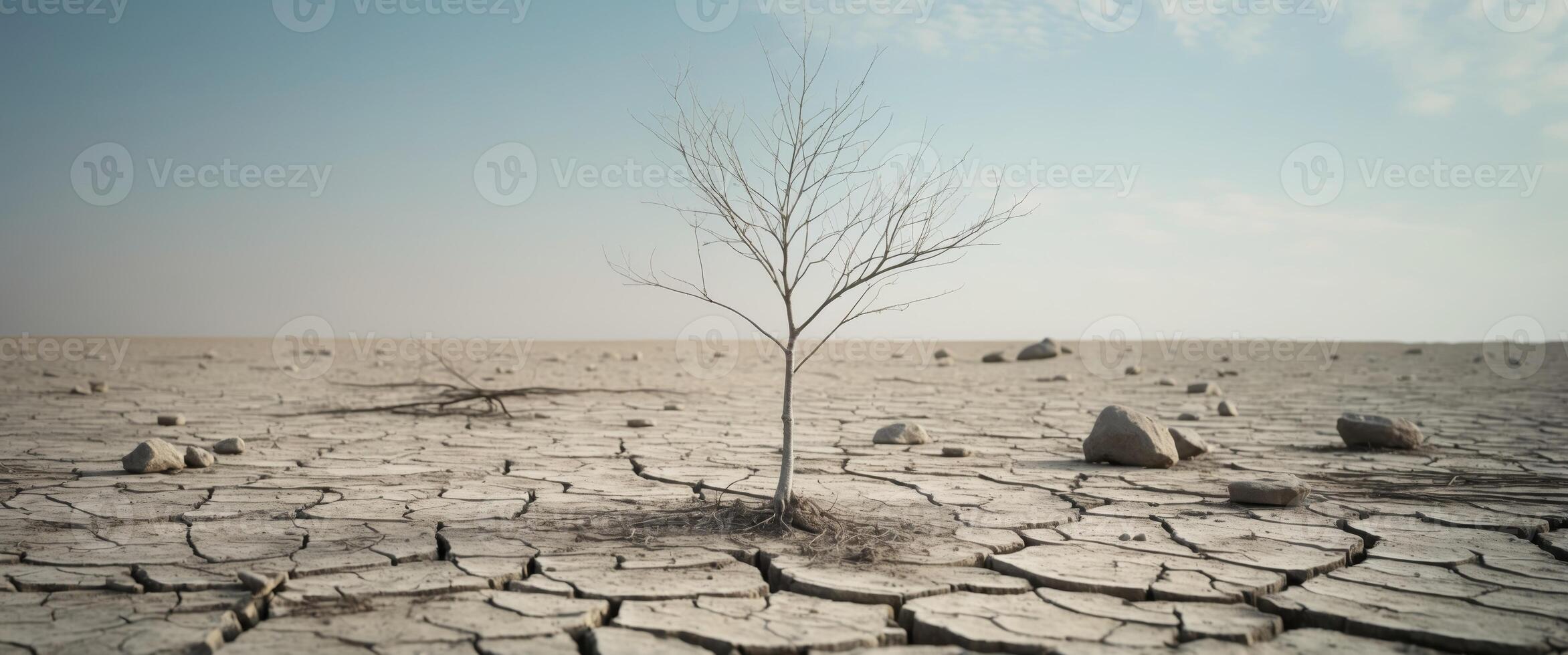 Growing Sapling in Dry Landscape Visualization. photo