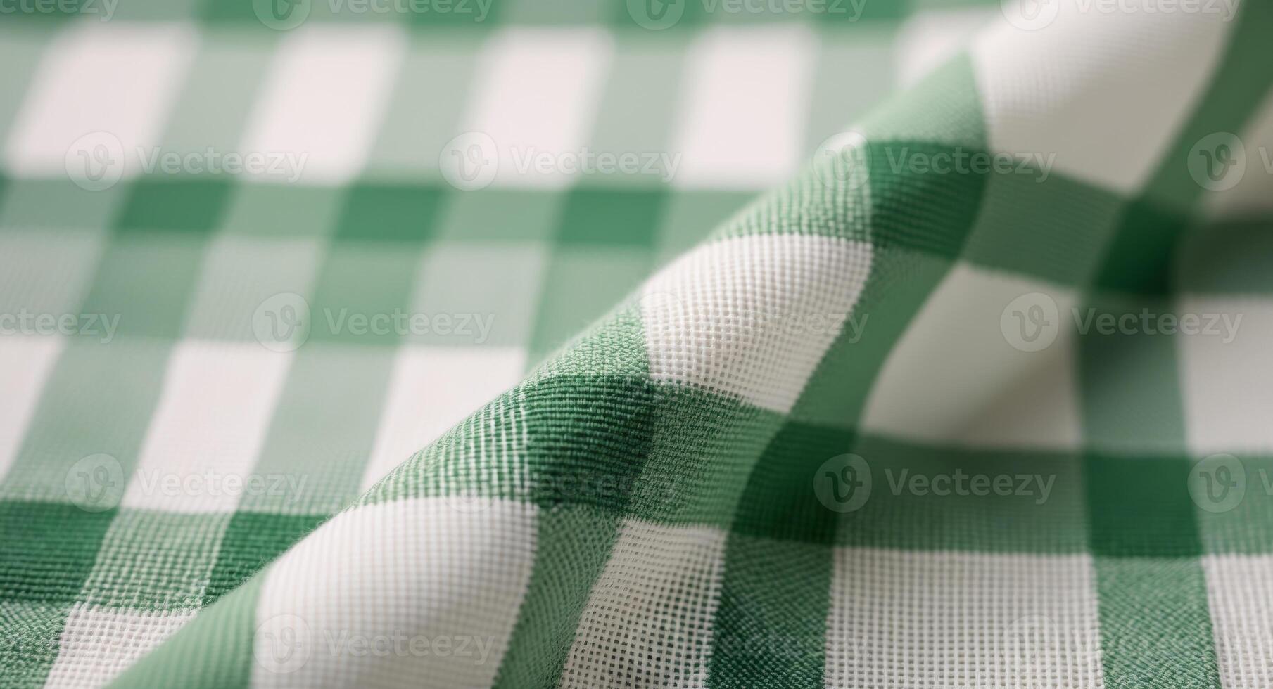 Green and White Checkered Fabric Close Up photo