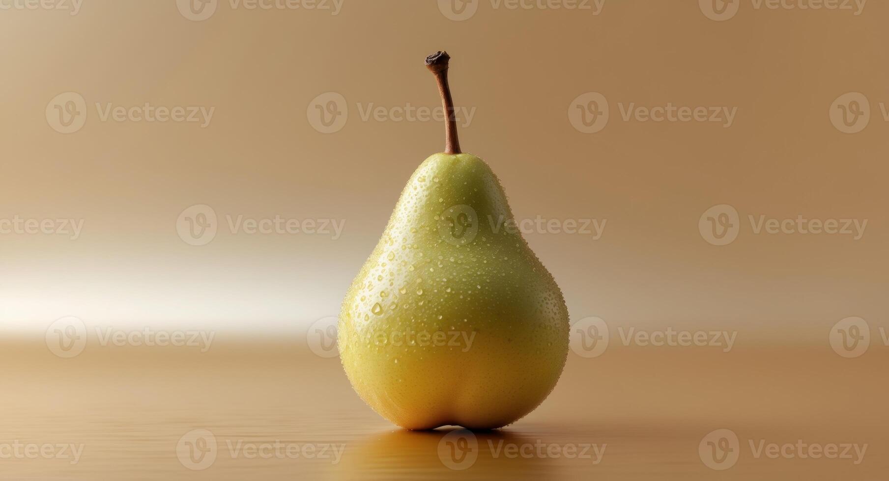 Fresh Glossy Pear Symbolizing Prosperity on Topaz Background photo
