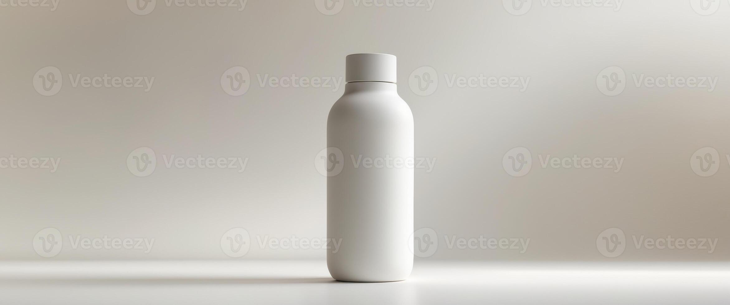White Bottle with Lid on Simple Background for Product Presentation photo