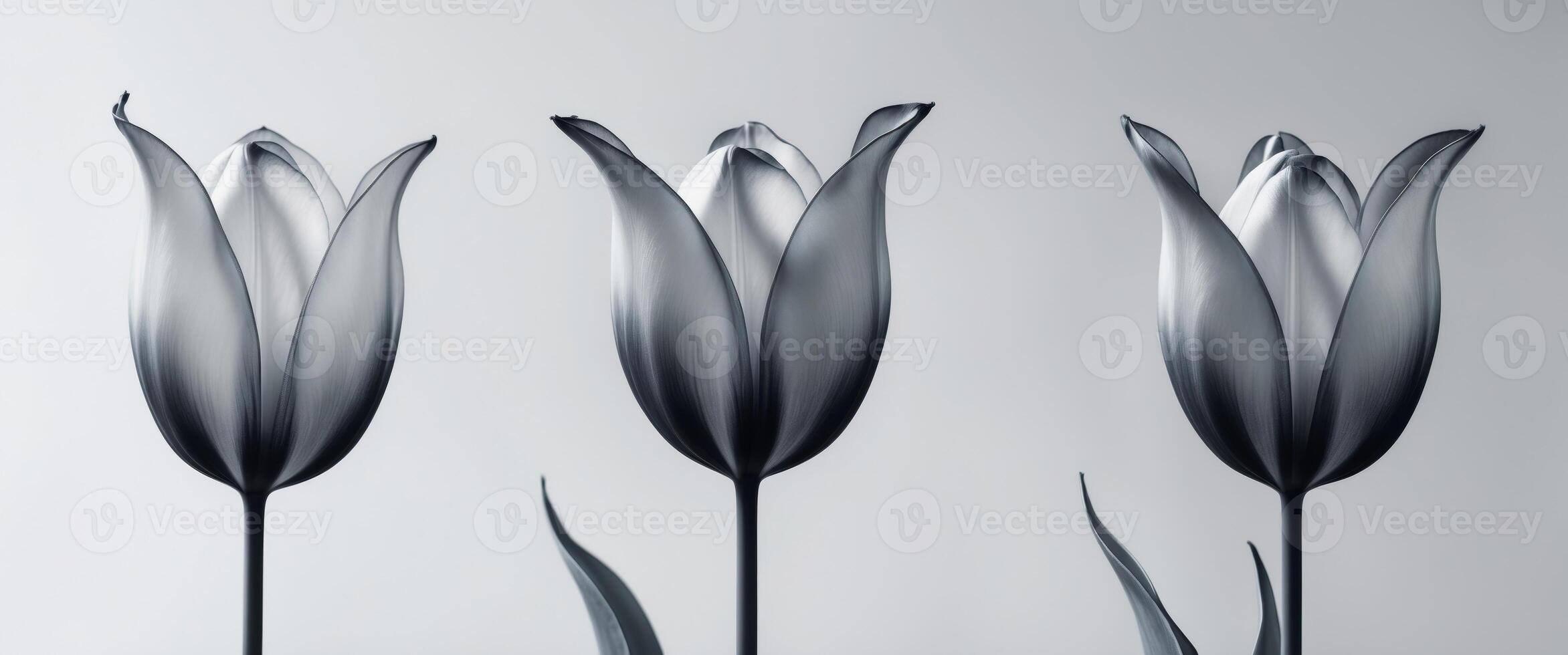 Three vertical poster abstract smokey tulip shape art photo