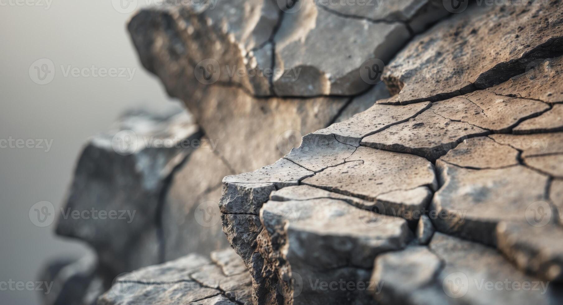 The image is a close up of a cracked and broken rock photo