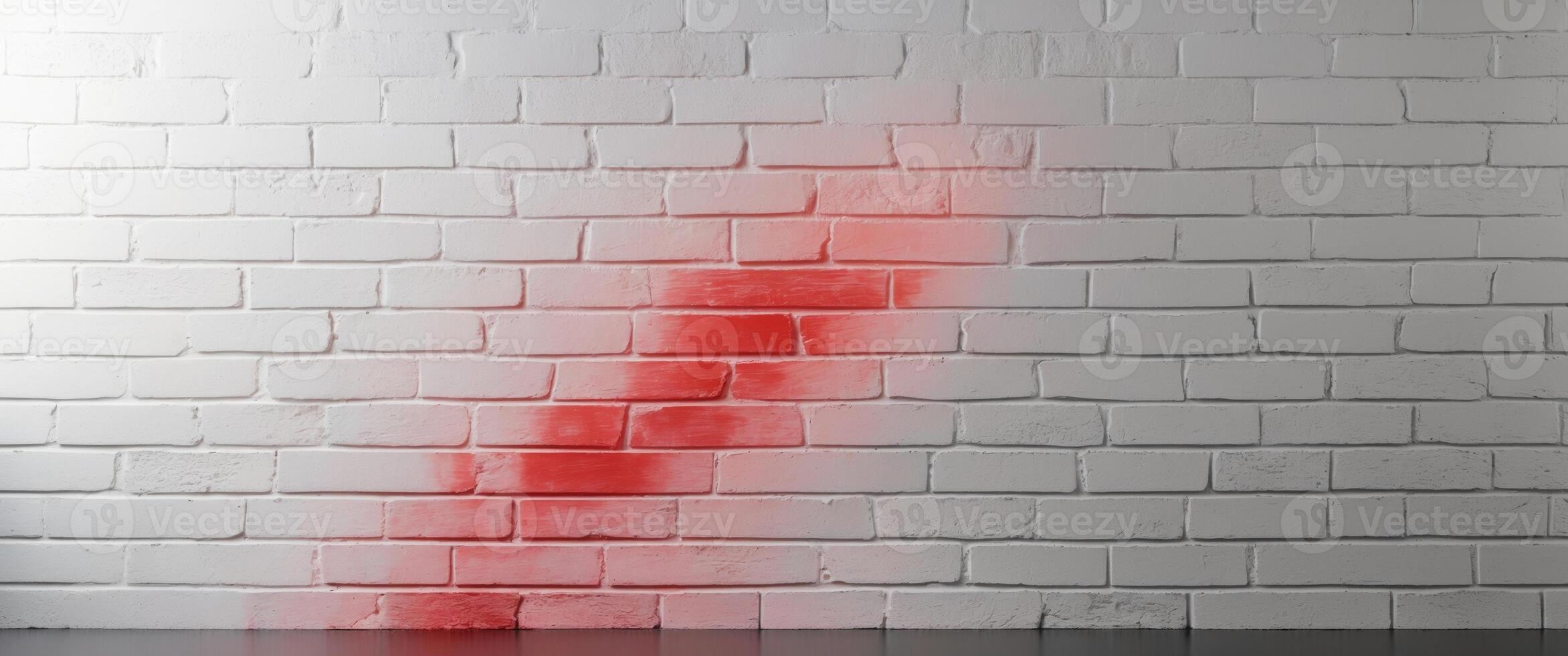 Textured Brick Wall White to Red Gradient Abstract Background Interior Design. photo