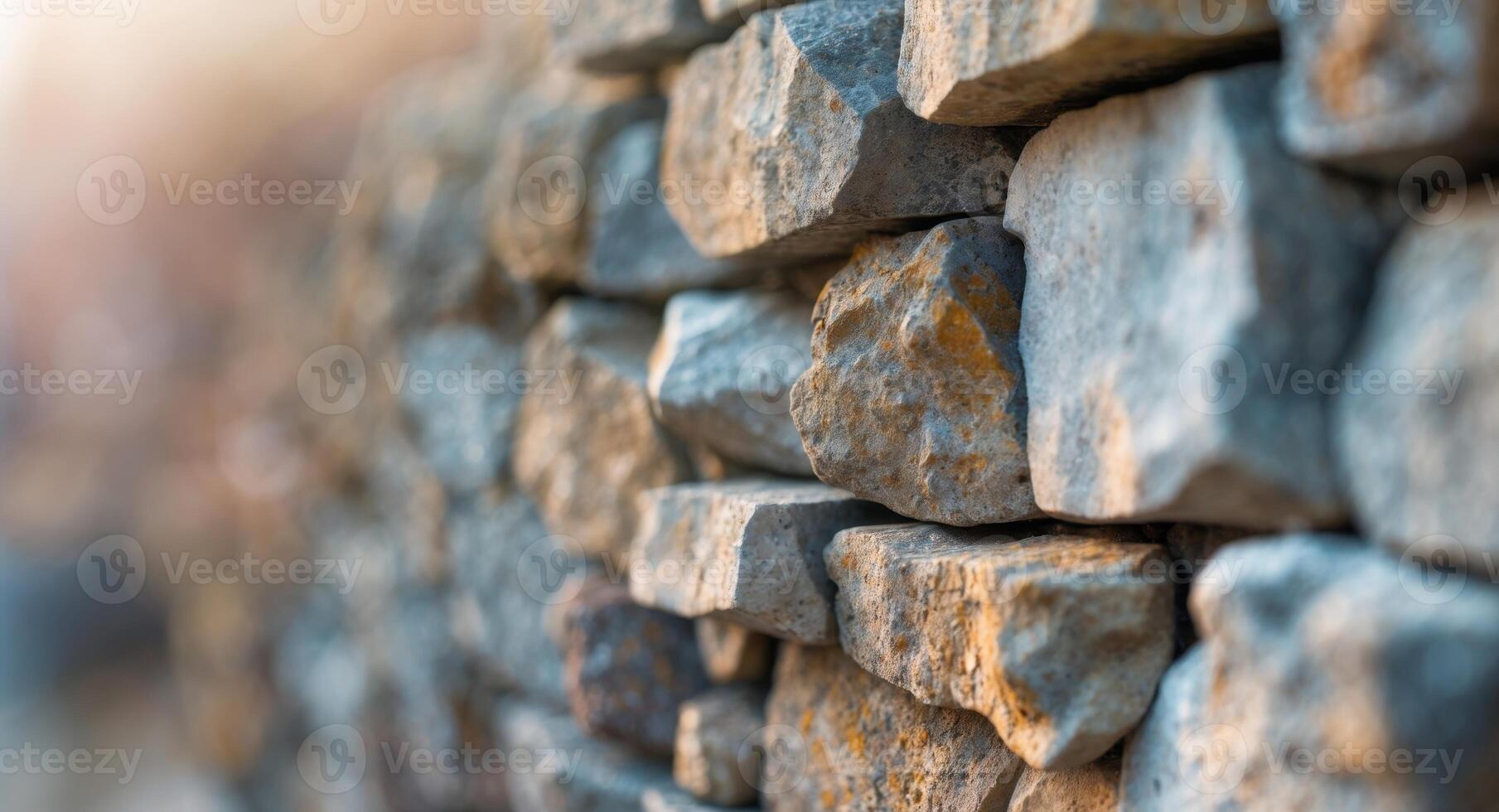 a close up of a stone wall made of rocks. photo