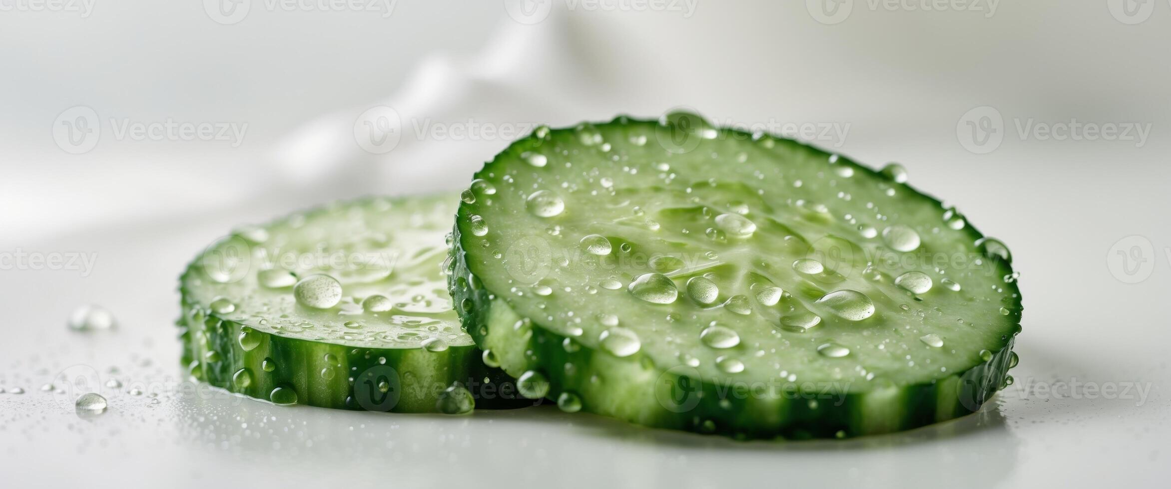 a close up of a cucumber with water droplets on it photo
