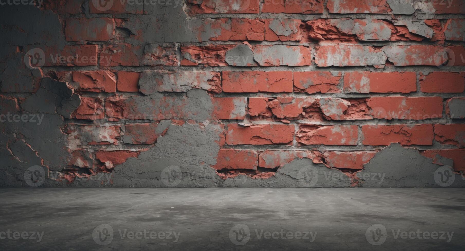 Distressed Red Brick Wall Texture with Copy Space. photo