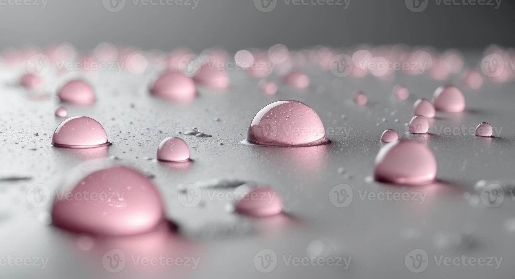 Close up Macro Shot of Pink Water Droplets on a Surface Abstract Background Texture photo