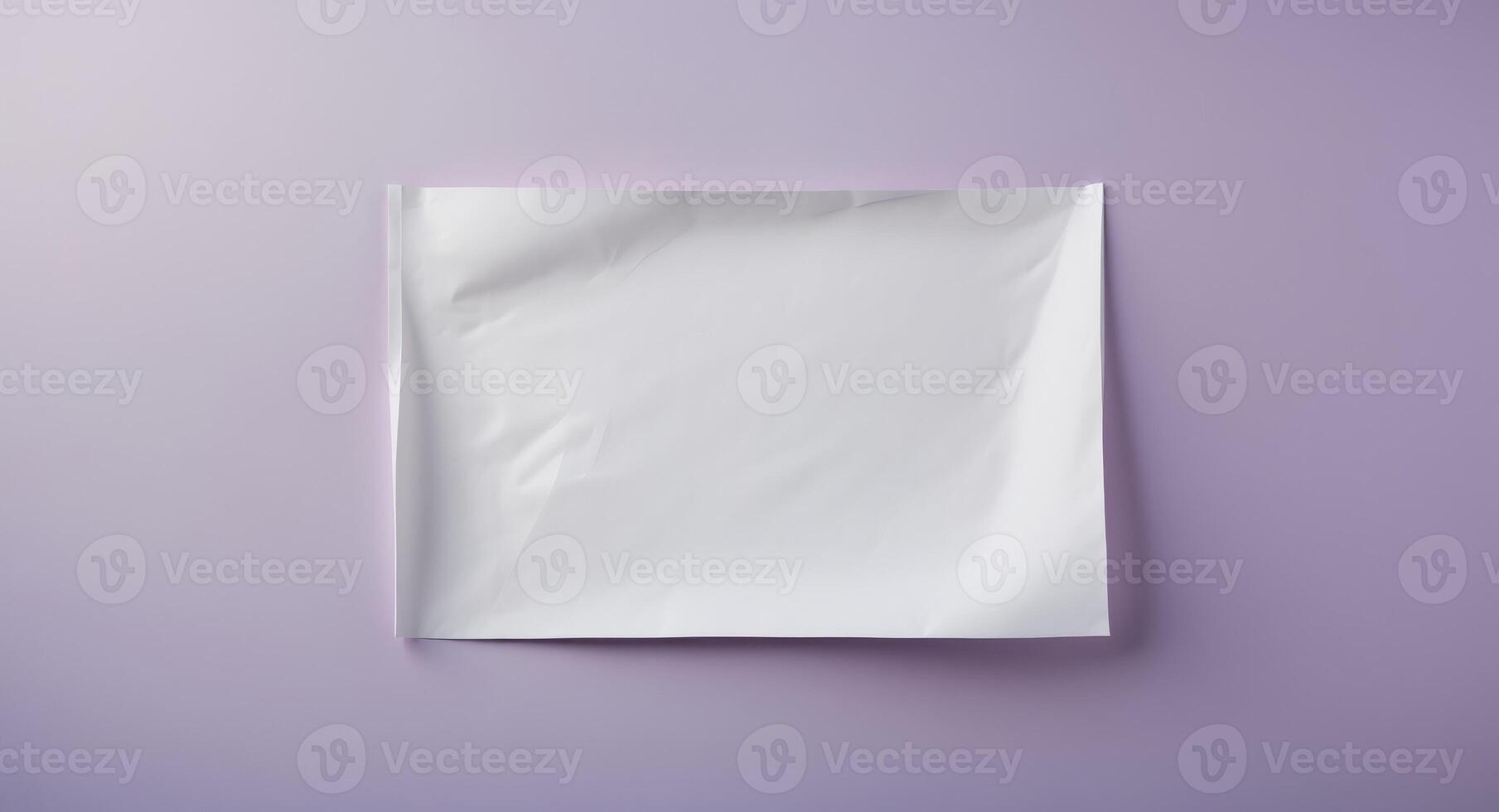 Blank sheet of craft paper on lavender background Postcard. photo
