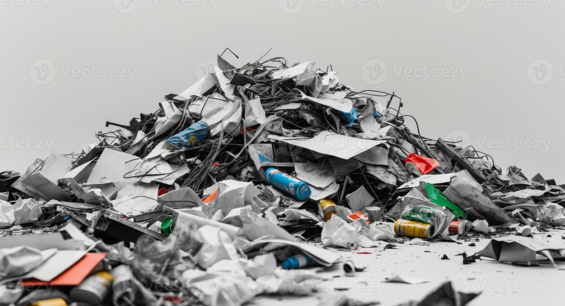 Pile of trash collection of garbage heap. photo
