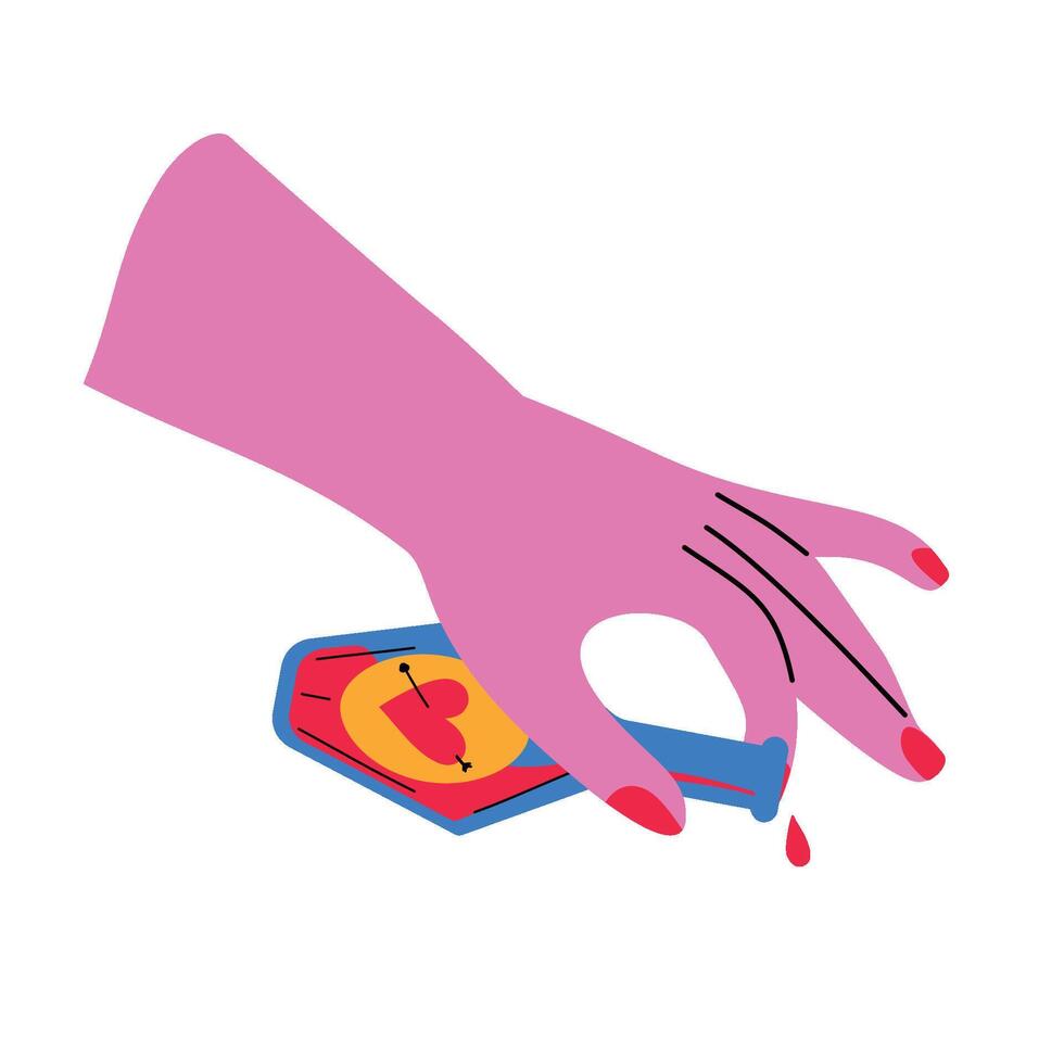 A hand pours a love potion from a bottle vector