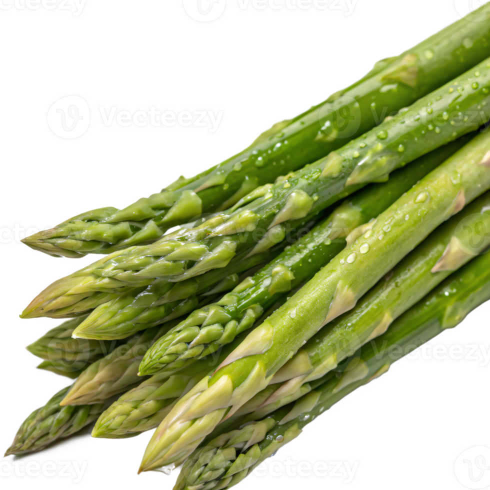 A bunch of fresh asparagus spears with vibrant green tips and smooth, tapered stems. png