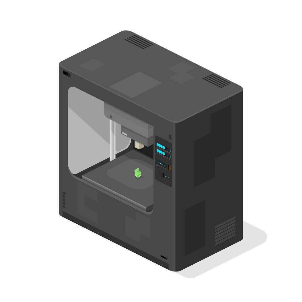 Isometric 3D printer Color Icon Illustration vector