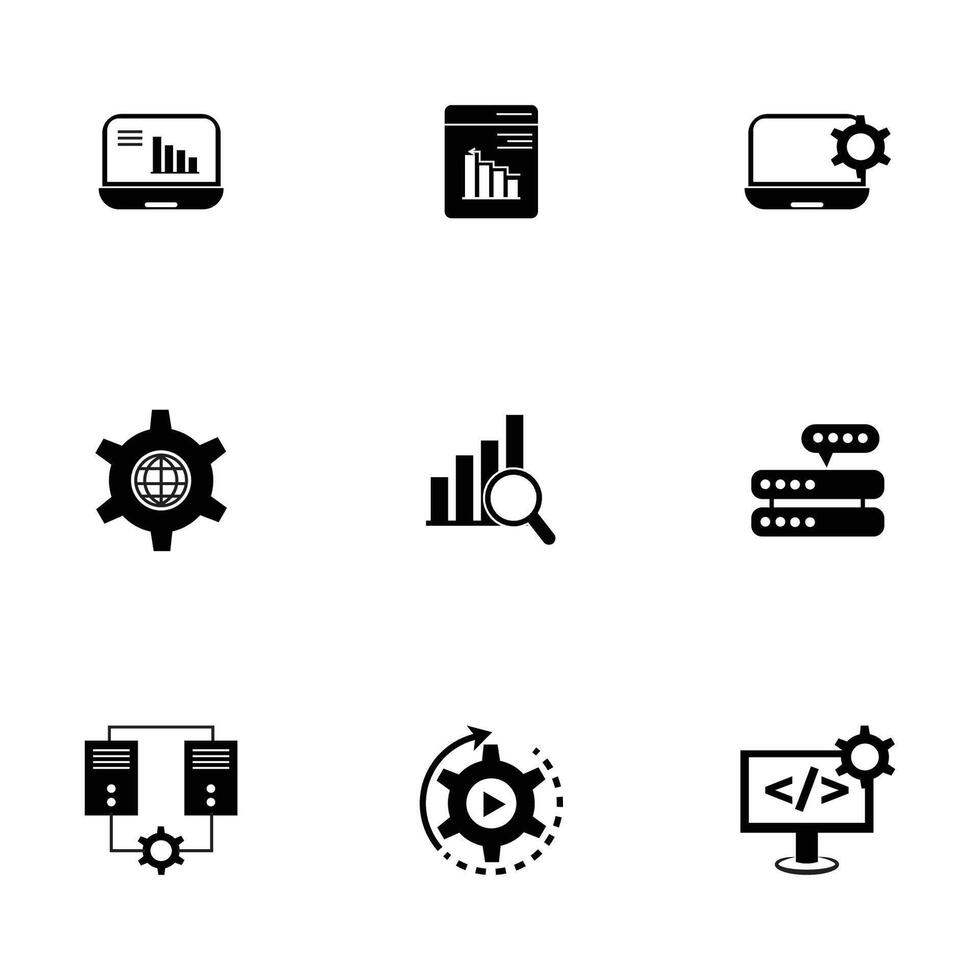Data Analytics expertise identity icon set vector