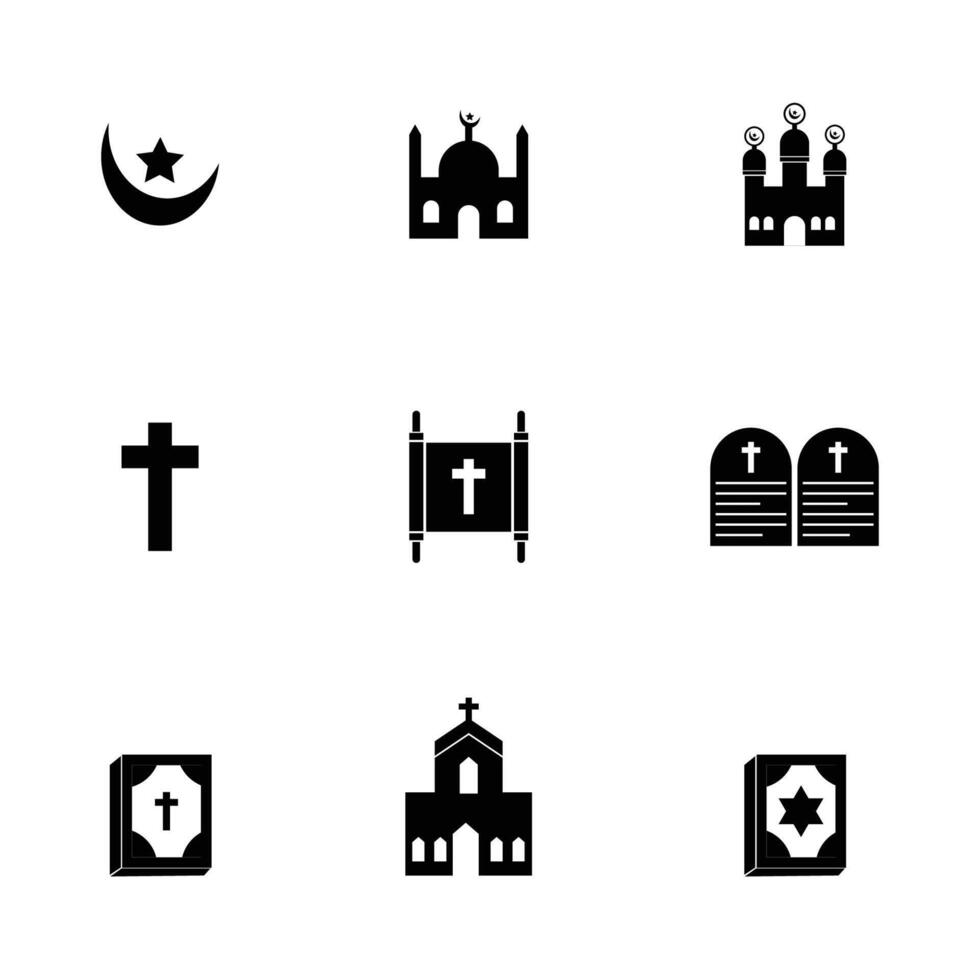 Religious temple silhouette icon collection vector