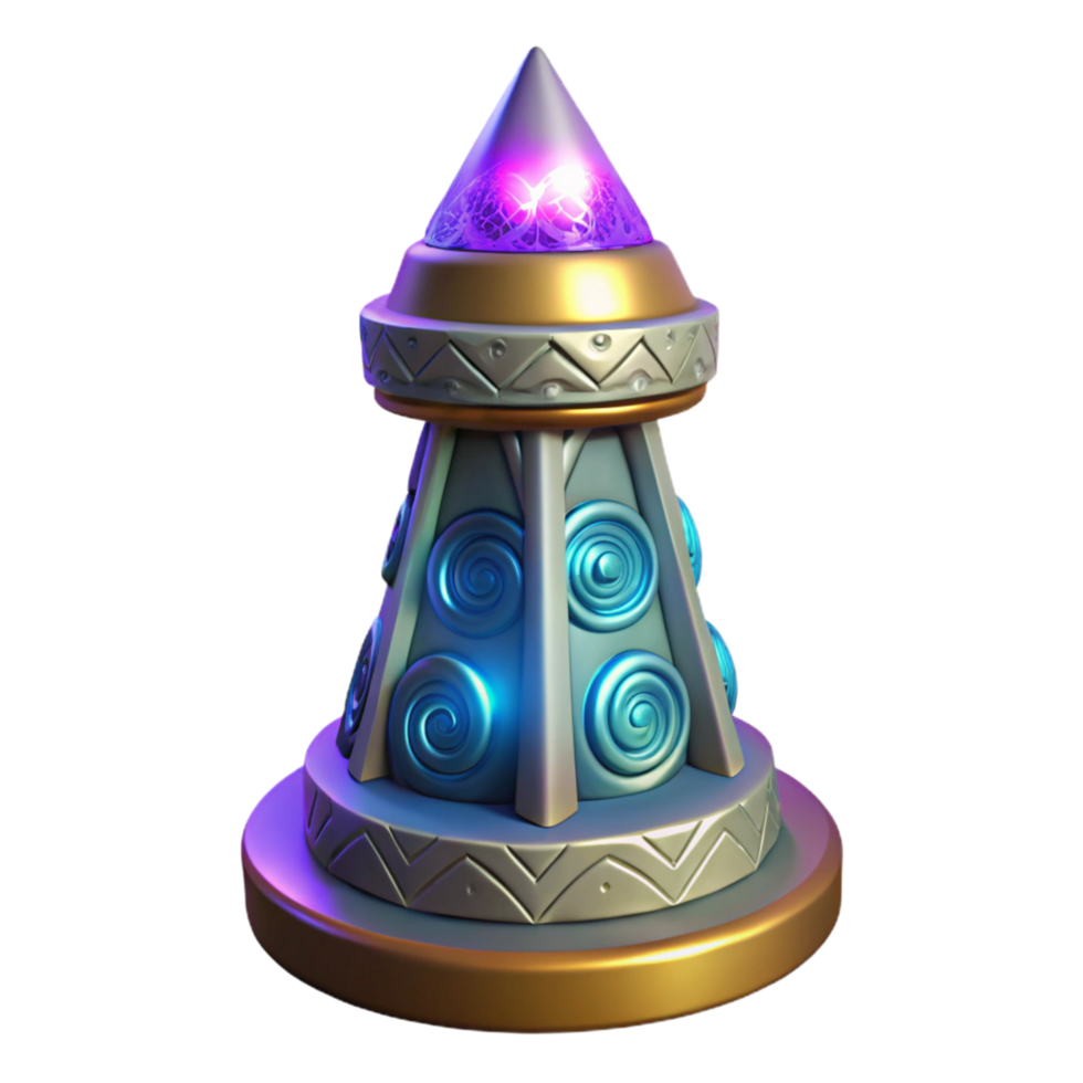 Glowing Mystical Tower 3D Render of Fantasy Artifact png