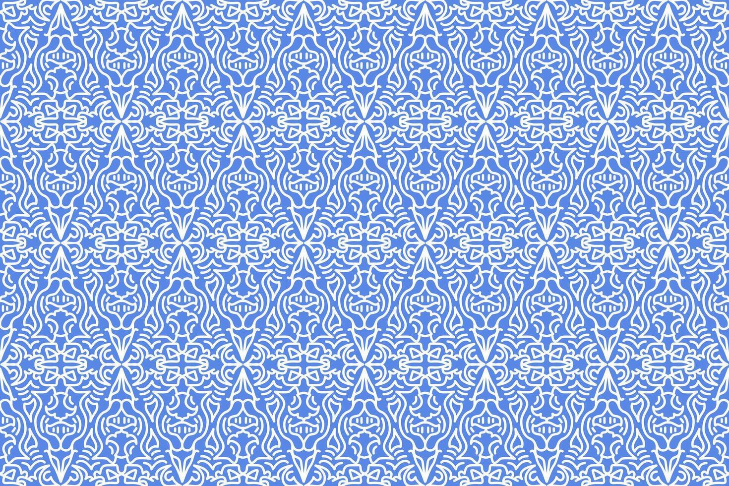 Intricate Islamic geometric pattern in a classic blue and white color scheme, evoking a sense of tradition and spirituality vector