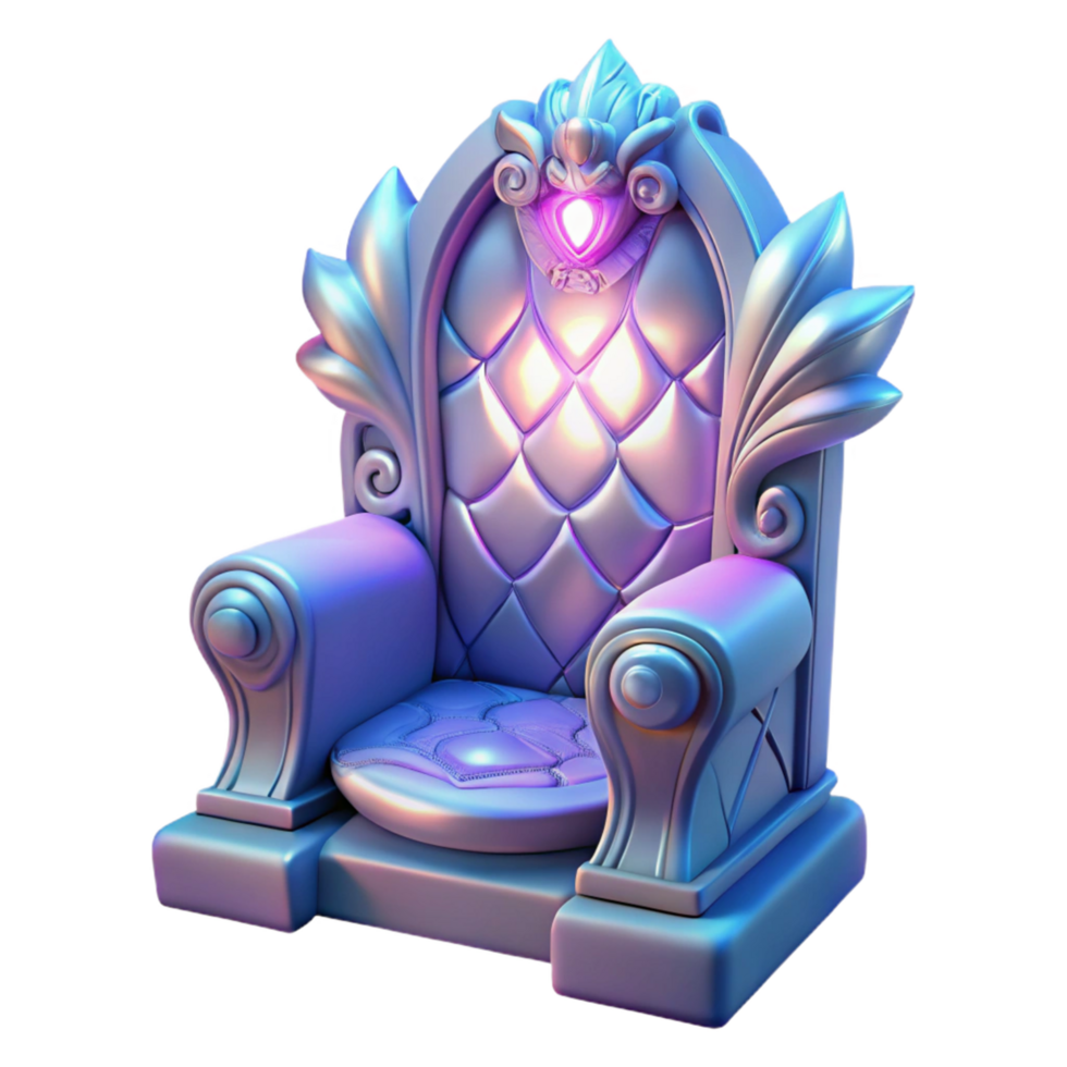 Luminous Throne Fantasy Game Asset, 3D Model, Royal Seat, Illuminated Chair, Fantasy Furniture, Game Design, Virtual World, Digital Art png