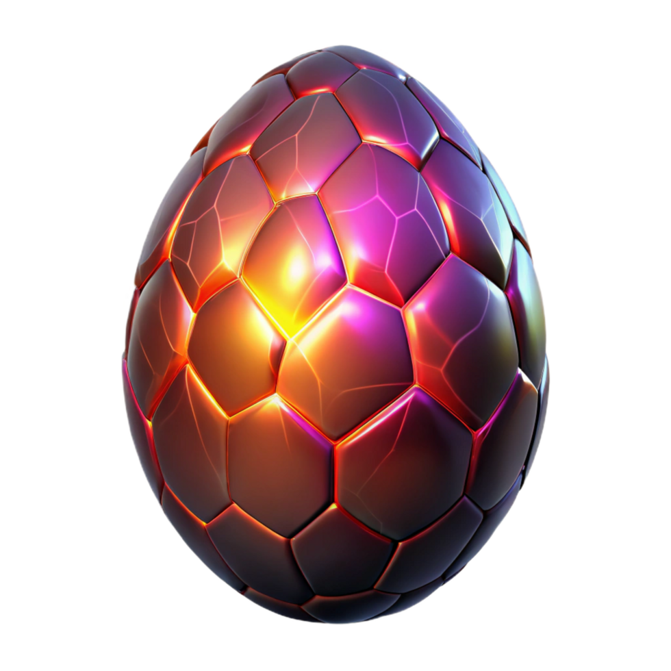 Glowing Hexagonal Egg A 3D Render of a Futuristic Orb png