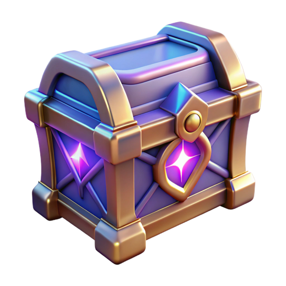 Enchanted Treasure Chest 3D Render of Magical Loot png