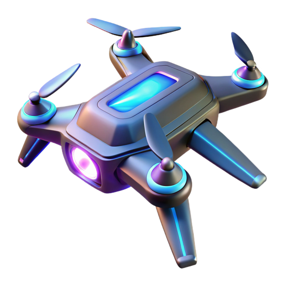 Futuristic Drone Design Advanced Aerial Vehicle with Illuminated Components png