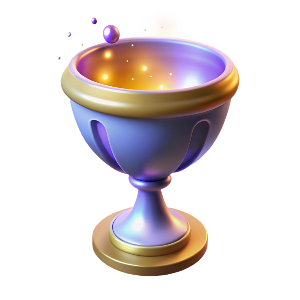 Glowing Chalice 3D Render of Magical Goblet with Luminous Particles png