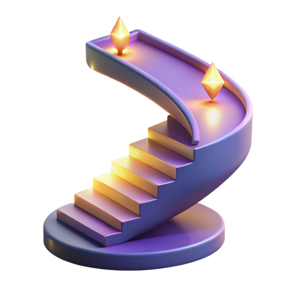 Illuminated Spiral Staircase to Success A 3D Render png