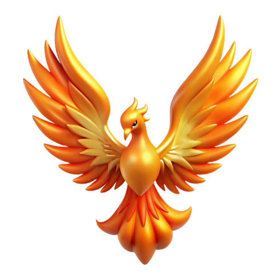 Majestic Firebird Wings of Flame, Mythical Creature, 3D Render, Orange Feathers, Bird of Legend png