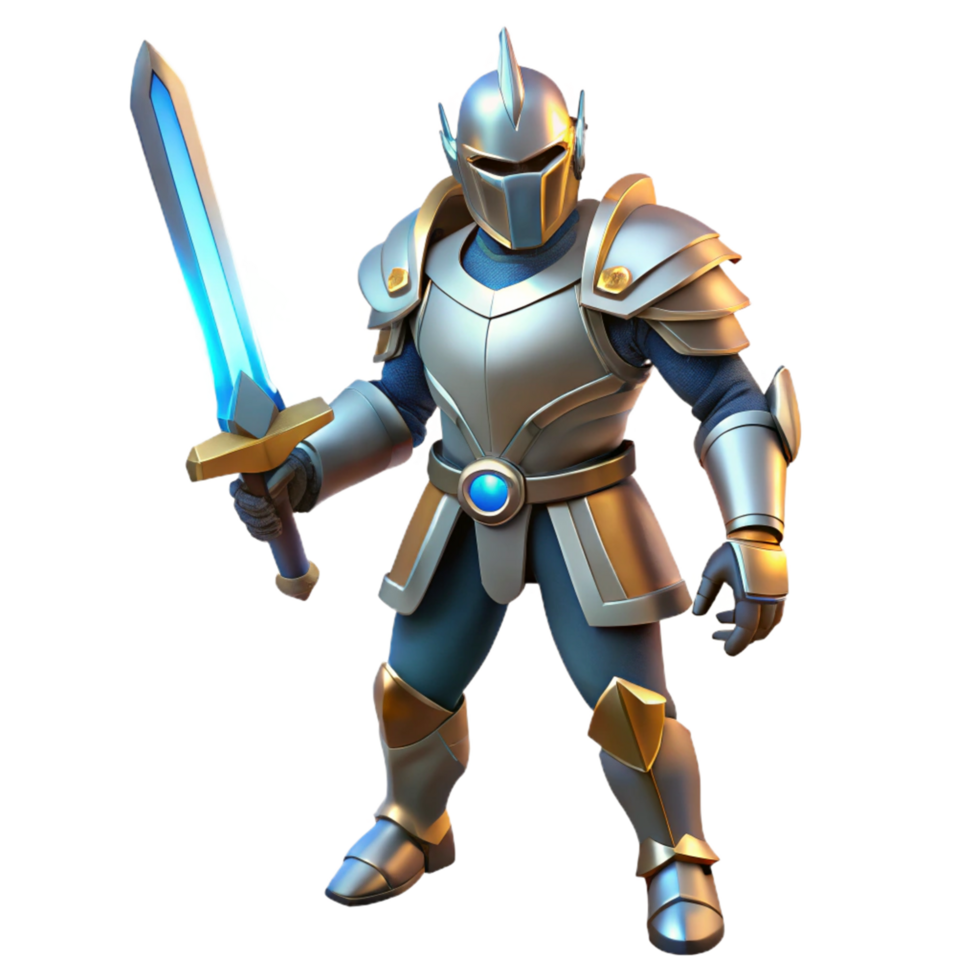 Fantasy Knight 3D Render of a Majestic Warrior with Sword png
